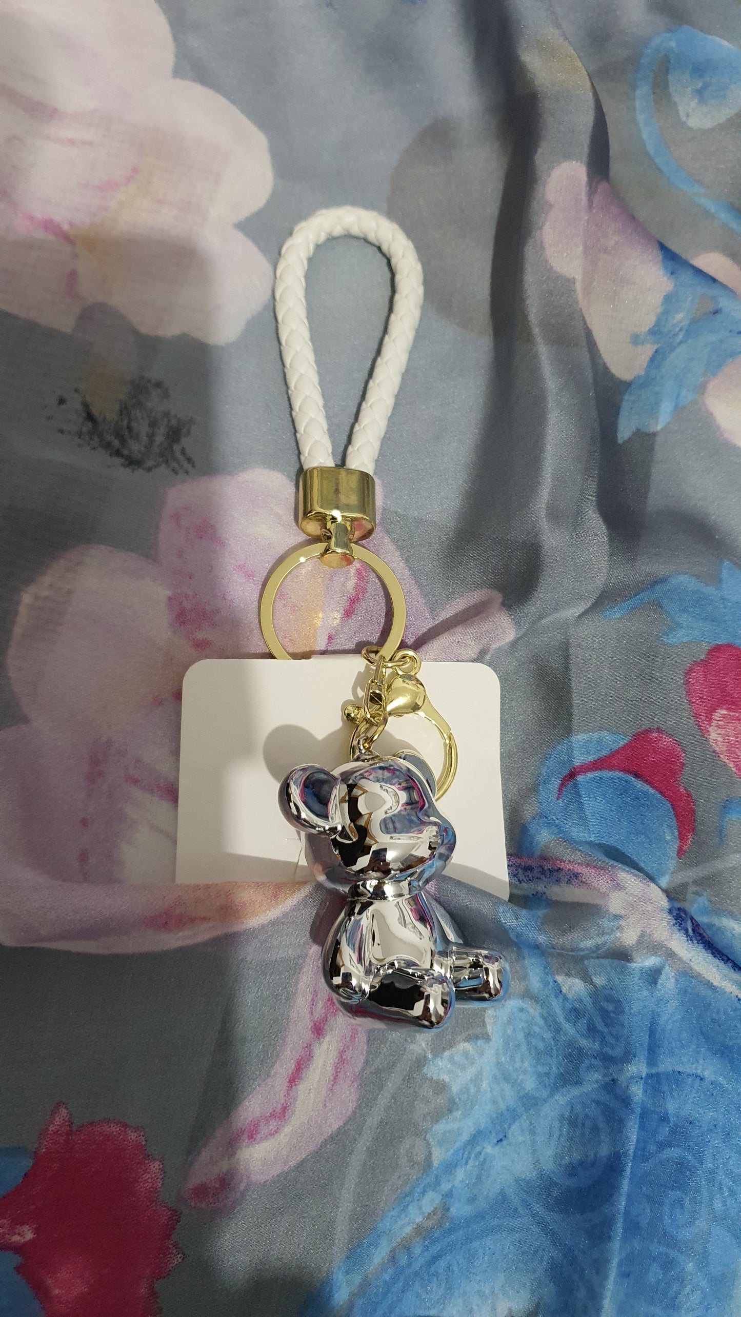 Portachiavi orsetto argentato