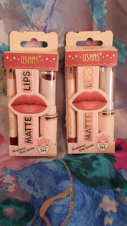 Kit lip gloss e lip liner matte Ushas