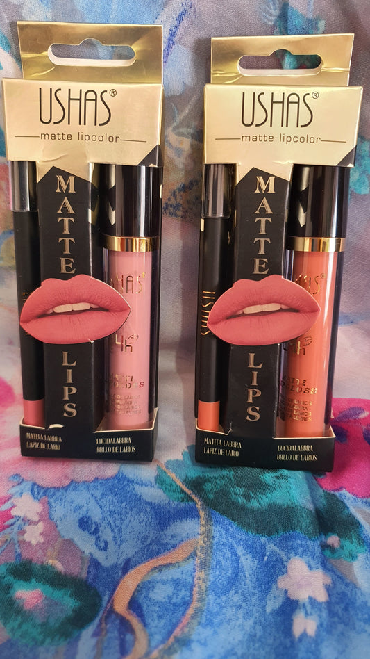 Lip gloss + lip liner matte Ushas