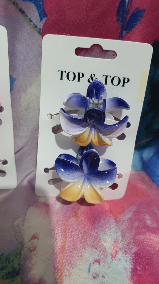 2 mollettine capelli a fiore